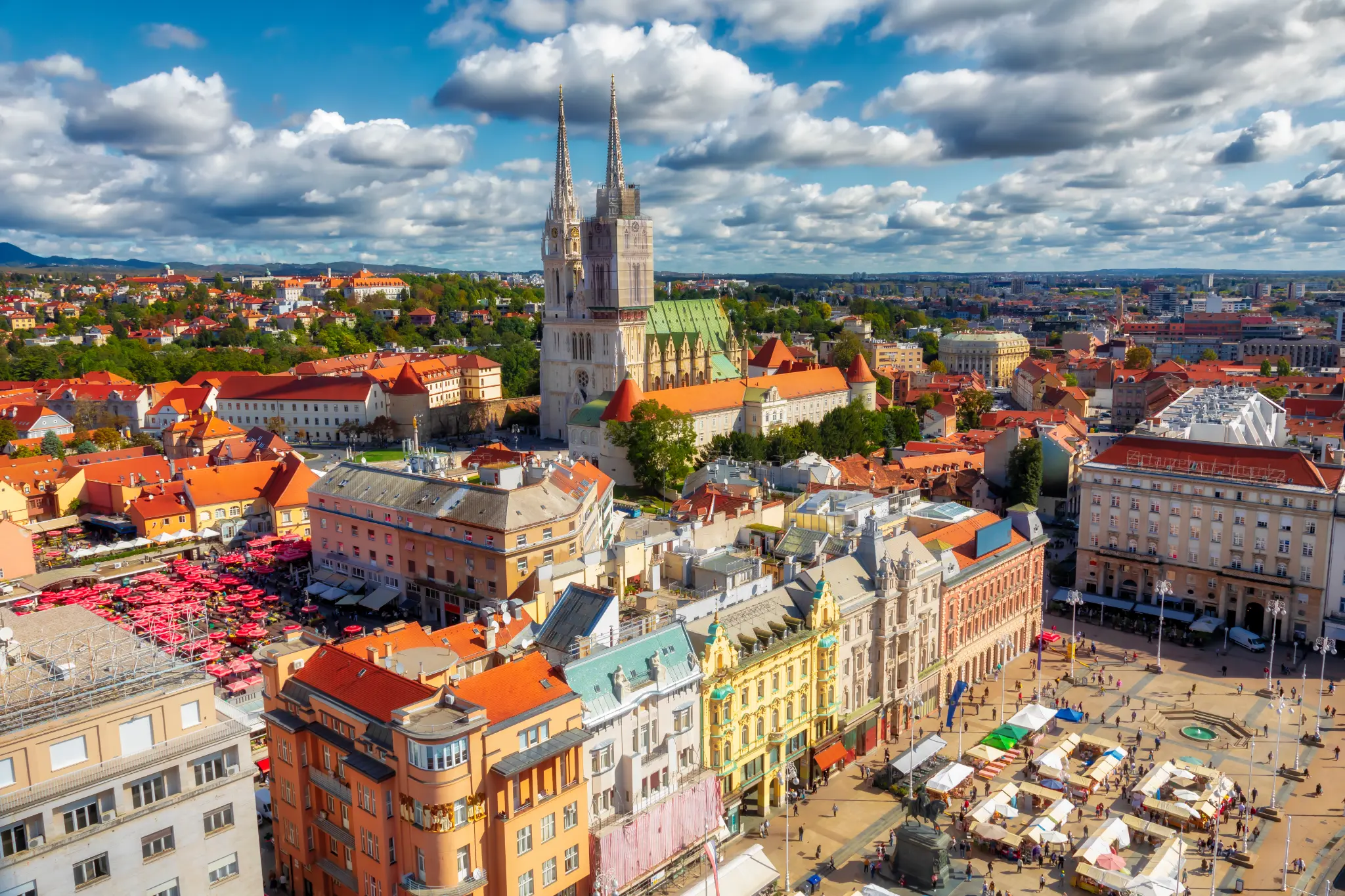 Zagreb city centre beside Lake Jarun